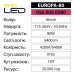 Світильник світлодіодний Врізний EUROPA-80 6400K 80W Білий