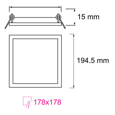 Світильник світлодіодний Врізний SLIM/Sq-15 6400K 15W Білий Світильник світлодіодний Врізний SLIM/Sq-15 6400K 15W Білий
