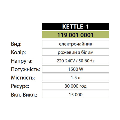 Електрочайник KETTLE-1 рожевий Електрочайник KETTLE-1 рожевий